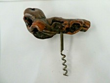 POLISH WOODEN TIMBER BURL ROOT TWIST HANDLE CORK SCREW BOTTLE OPENER