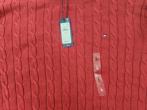 Neu mit Etikett Tommy Hilfiger Herren Essential einfarbiger Strickpullover rot Gr. Large - Bild 2 von 7