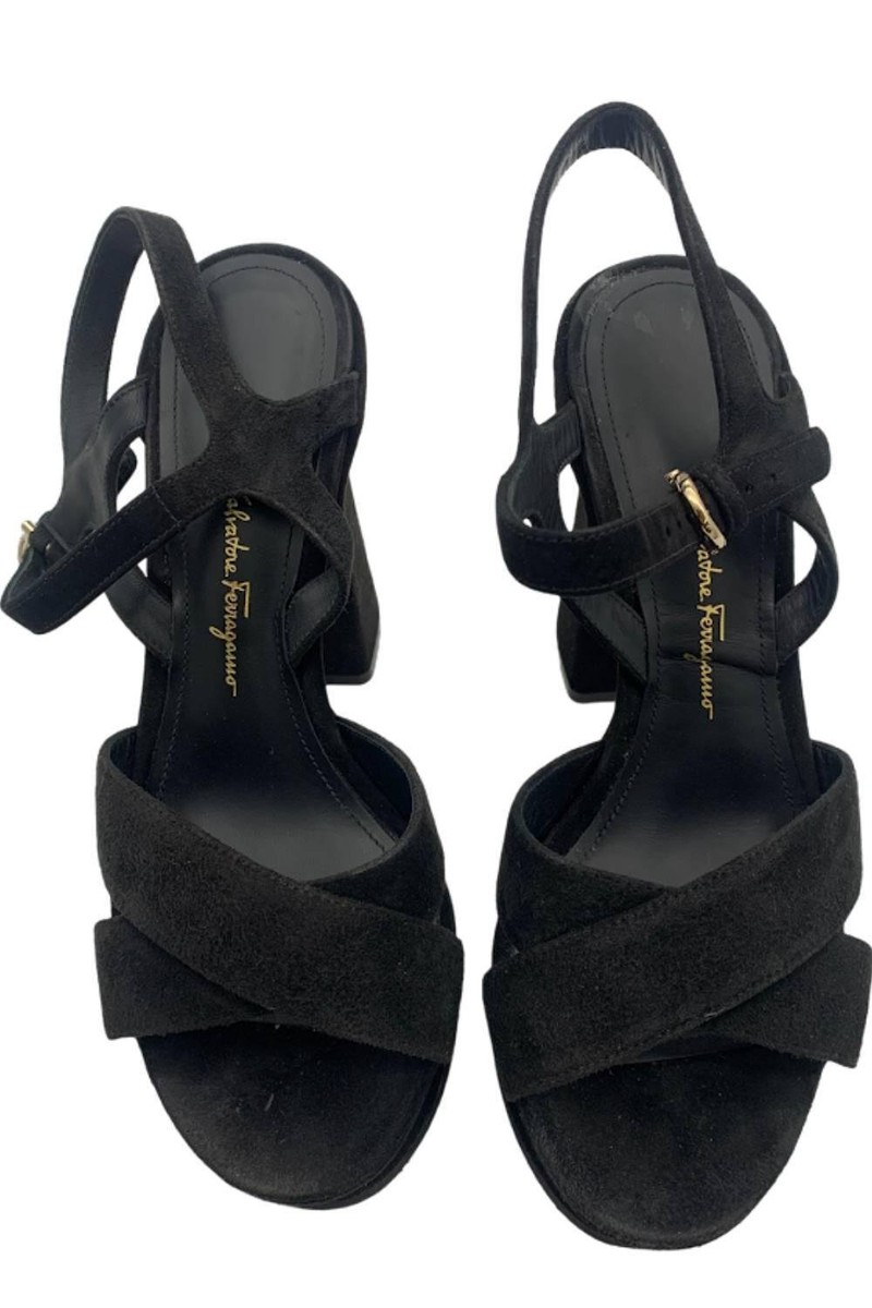 【関税&送料込】Ferragamo Sandalo Sonya Ferragamo Platform Sonya Sandal Black Suede | eBay