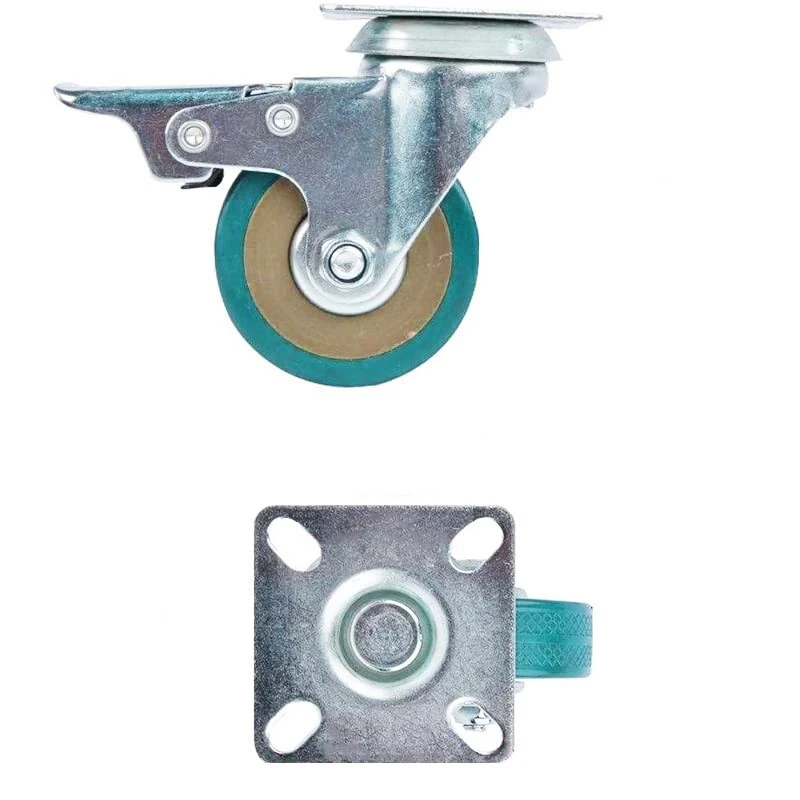 4 RUOTE PER CARRELLI 2 CON FRENO e 2 SENZA 50 mm Portata 200 KG VERDE [456-466] - Immagine 3 di 4