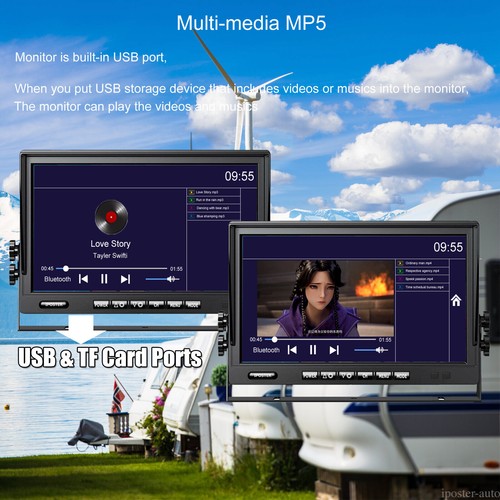 7" Quad Monitor DVR Video Recorder 4CH AHD 1080P Rear View Camera For Truck Rv - Picture 3 of 20