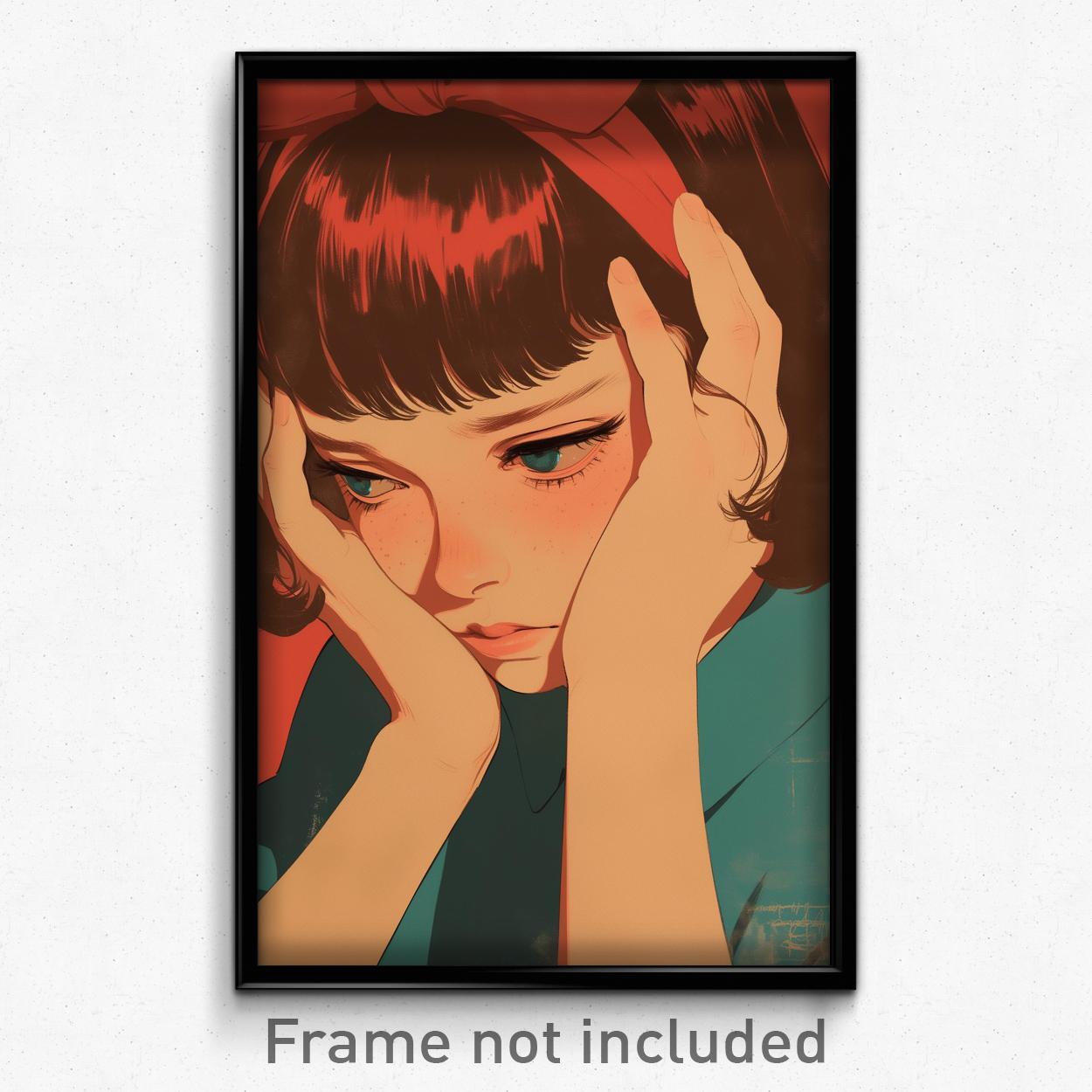 Vintage French Movie Poster - Girl in Pessimism Mood, Double-Sided Fabric Print