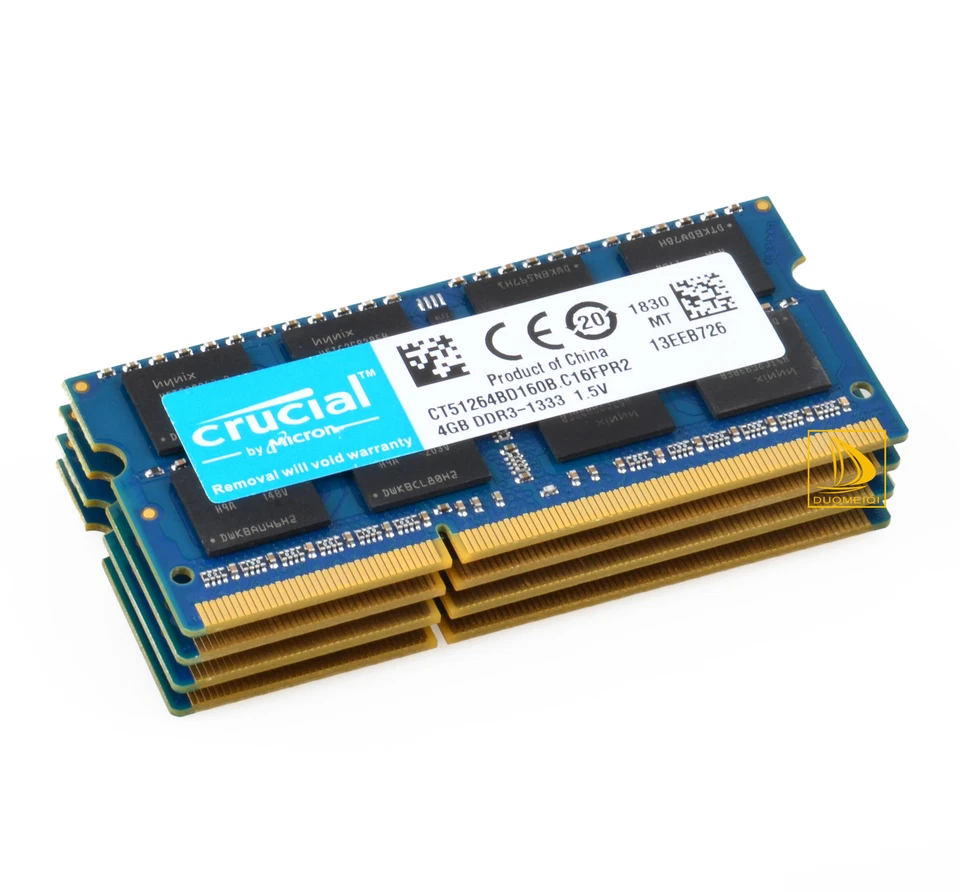 Crucial 4x 4GB 2RX8 PC3-10600S DDR3 1333Mhz Laptop Memory RAM SODIMM 204Pin @dd - Image 3 of 4