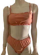 NEW Zaful Forever Young all season swimsuit bikini lecture edge top bottoblush L