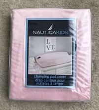 Nautica Kids Nursery Changing Pad Cover- Light Pink  Navy Whale NEW
