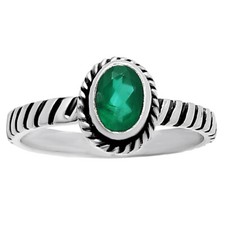 Handmade Oval Gemstone Ring, Twisted Rope 925 Sterling Silver Band DGR1134
