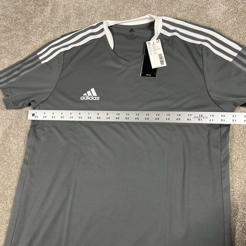 Adidas Mens Gray M Performance Aeroready 3 Striped Athletic Soccer Shirt NWT - Picture 6 of 8