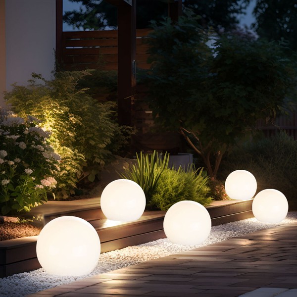 AußEnlampe Solarleuchte Kugelleuchte Led Garten Erdspieß Weiß Wegelampe Hof 5X-image