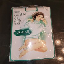 LIS MAR Vtg 80s Nylon Pantyhose Off White Sheer Queen Sz 1X-4X 160-235 lbs New