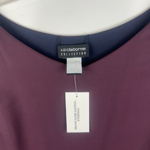 liz claiborne Reversible Two Side Blouse Shirt Top Tank 10 Silk Purple Blue - Picture 4 of 12