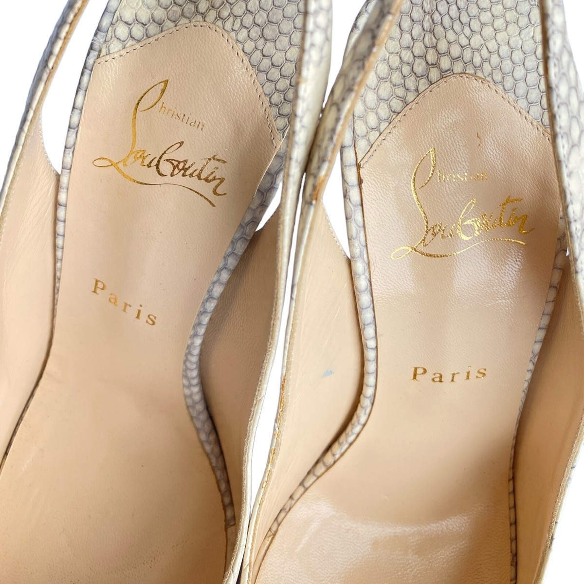 CHRISTIAN LOUBOUTIN Private Number Beige Python Embossed CHRISTIAN LOUBOUTIN Private Number Beige Python Embossed