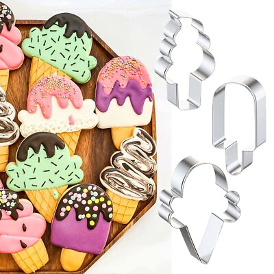 Ice Cream Cookie Cutters, Summer Ice Cream Cone Cookie Cake Mold Bakery Suppl...