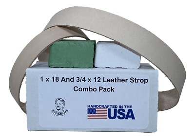 3/4 x 12 And 1 x 18 Leather Strop Combo Pack - Fits KO Worksharp & Grinder 