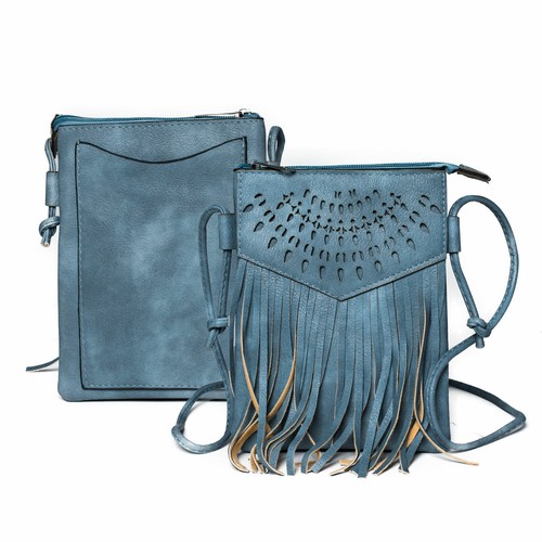 Borsa da donna borsa a tracolla crossover borsa a tracolla etnica frange modello ritaglio - Foto 10 di 11
