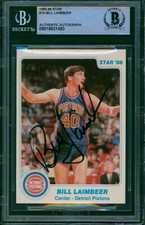 1985-86 Star Co BILL LAIMBEER Signed Card 14 Slabbed Auto Detroit Pistons SP BAS