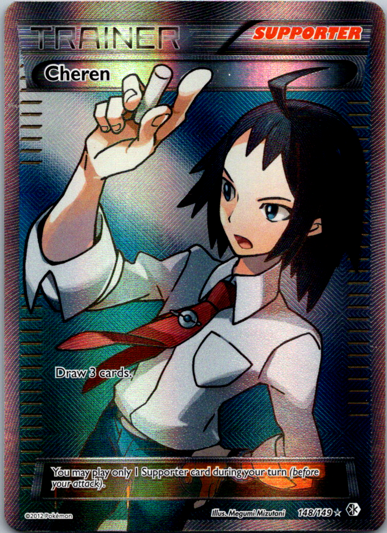 Pokemon Full Art Trainer Cheren 148/149 Ultra Rare Boundaries Crossed LP/NM