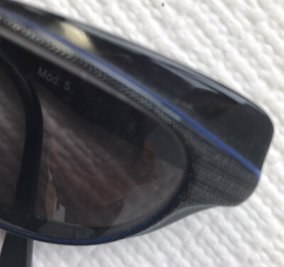 Vintage Robert La Roche Womens Blk Silver And Blue Cat-eye Eye