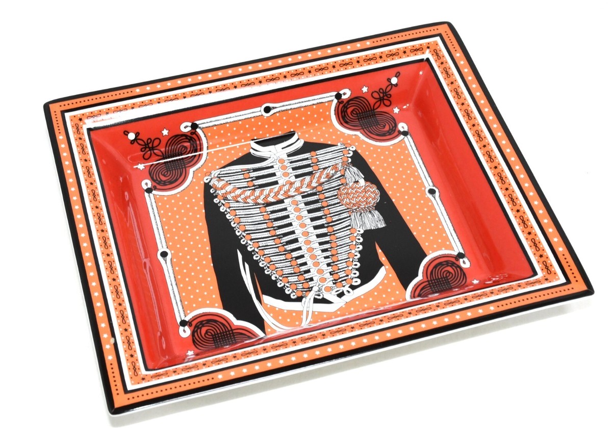 Hermes Brandebourgs Change tray porcelain Ashtray orange pink