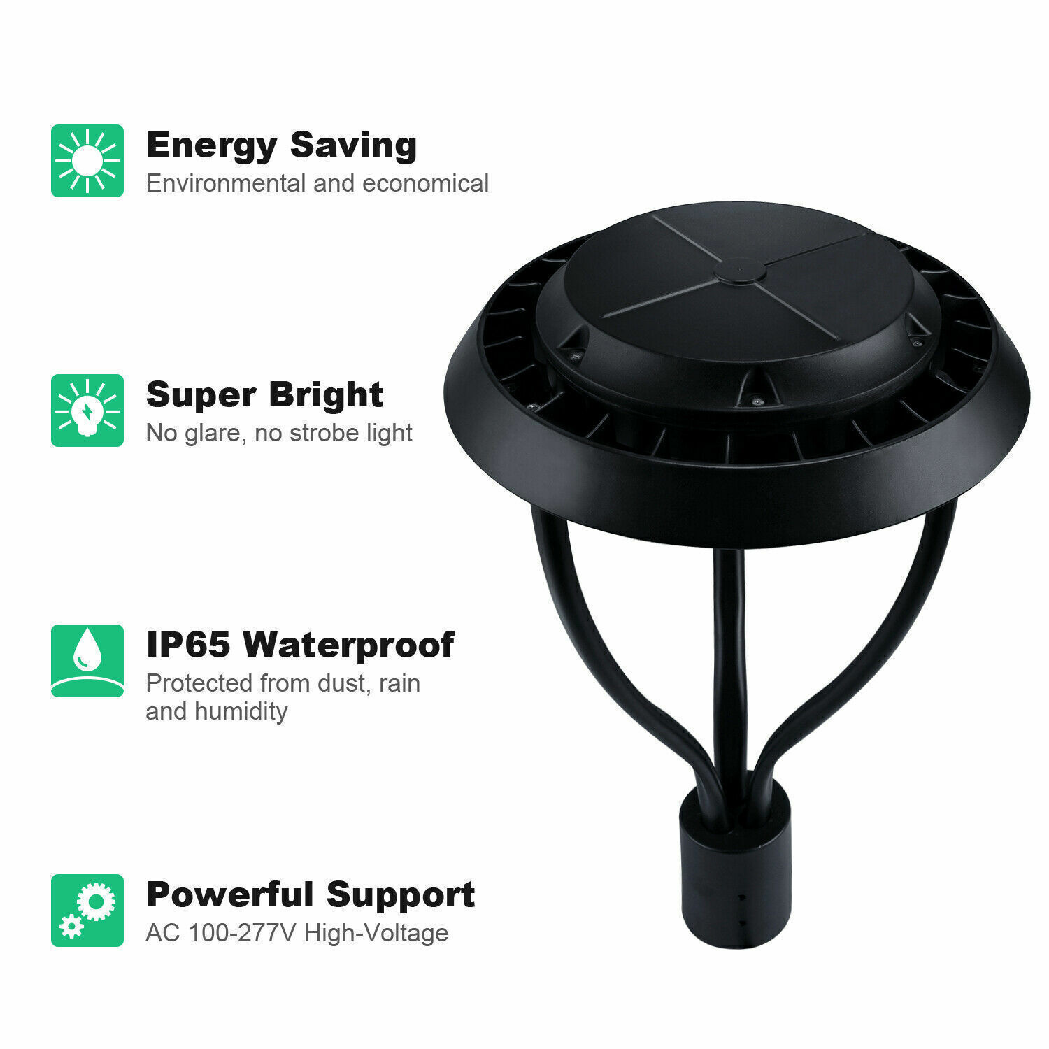 100W LED Post Top Light for Outdoor Areas, Parking Lots, and Garden Poles