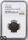 1793 Half Cent, Liberty Cap, Head Facing Left, Ngc Vf Details * Bid 11,650, Rare