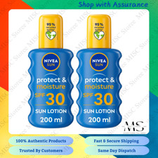 2x Nivea Sun Spray Protect & Moisture SPF 30 Immediate Protection- 200ml -New