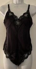 Vintage Nylon w/ Lace Black Teddy One Piece Lingerie By Powers Model Size 32