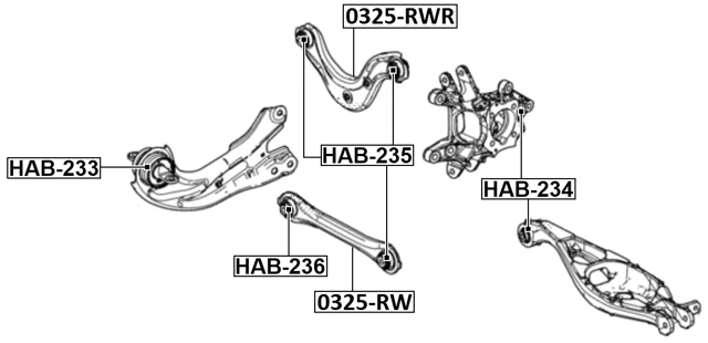 后横杆衬套 Febest HAB-236 原始设备制造商 52370-TBA-A00 — 第 2/2 张图片