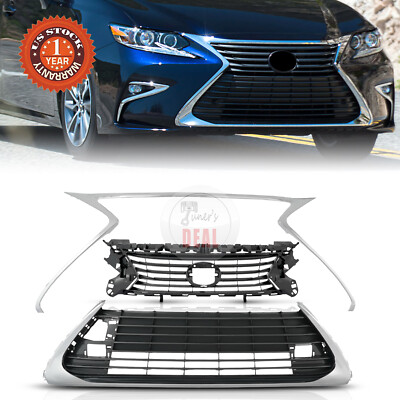 Front Bumper Grille For 2016-2018 Lexus ES350 ES300h Grill Molding Trim Set 4PCS
