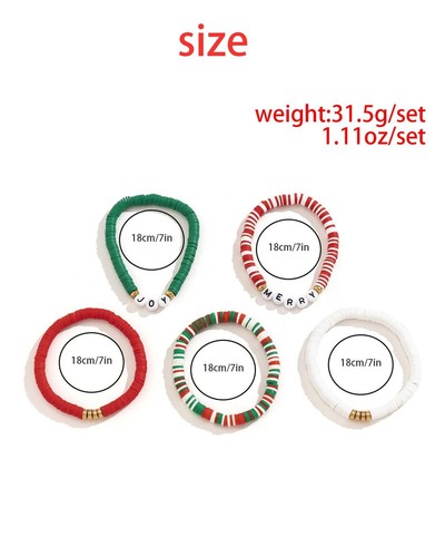 Weihnachtsarmbänder für Damen stapelbar Stretch Weihnachten Perlen Armbänder Chris - Bild 6 von 7