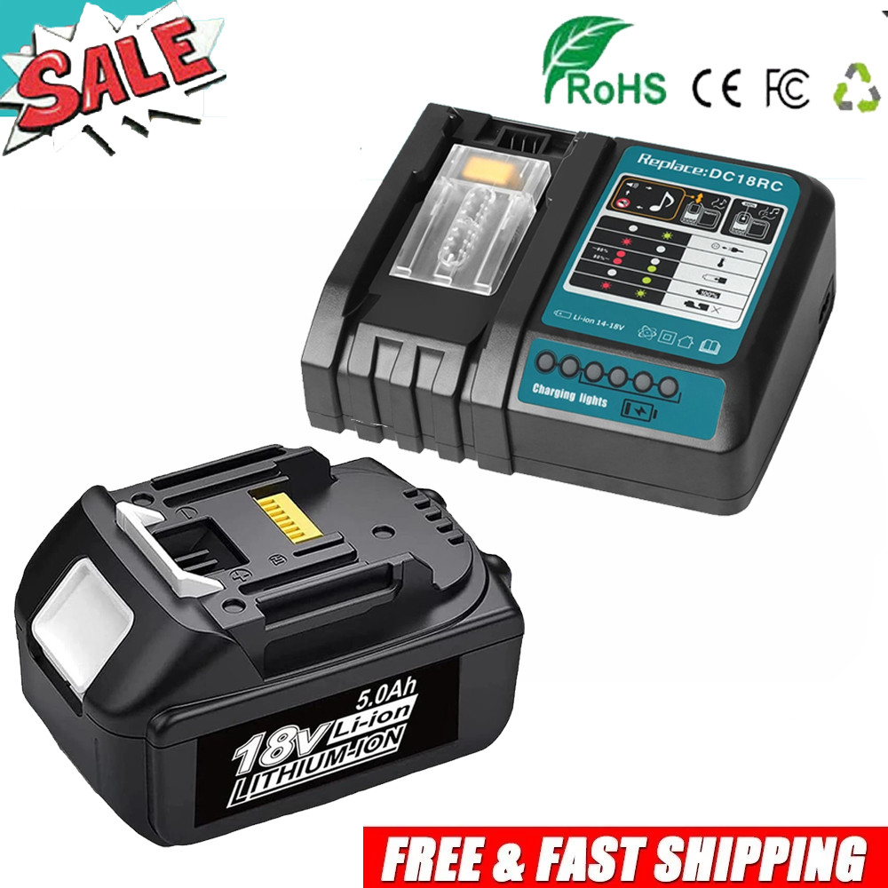 Battery & Charger 5.0AH Genuine For Makita 18V Li-Ion BL1850B BL1860B LXT DC18RC