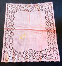 Handkerchief USN United States Navy WIFE Hollywood Souvenir Pink Lace Anchor VTG