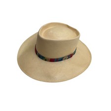 Stetson Tropic Panama Hat Mens 7 Natural Shantung Straw Western Concho Band