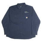 CARHARTT Mens Navy Iron Mountain Cotton Blend Work Shirt 2XL Durable Utility
