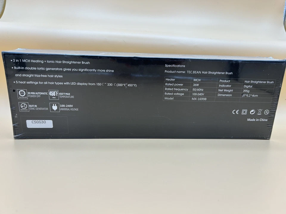 Ionic Hair Straightener Brush - 2-in-1 MCH Heating by Tec.Bean NEW IN PKG - Image 3 of 4