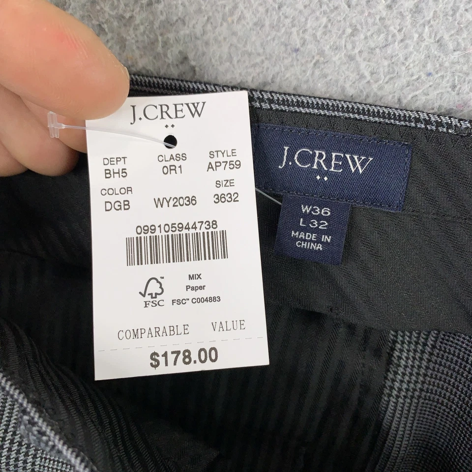 J Crew Suit Mens 44L Jacket 38x32 Pants Gray Thompson Glen Plaid Wool Two Button - Image 3 of 4