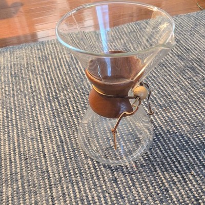 Vintage Chemex Pyrex Green Stamp Glass Pourover Coffee Maker 9.5''