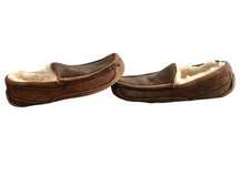 UGG Men's Ascot 5379 Brown Leather Shearling Fur Lined Slippers Shoes Sz 10EEE