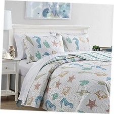3-Piece Full/Queen Size Coastal Quilt Set with Shams  Full / Queen Capri