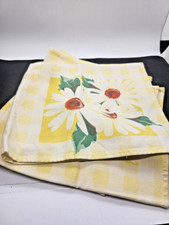 Vintage Daisy Floral Tea Towels Set of 4 Yell...
