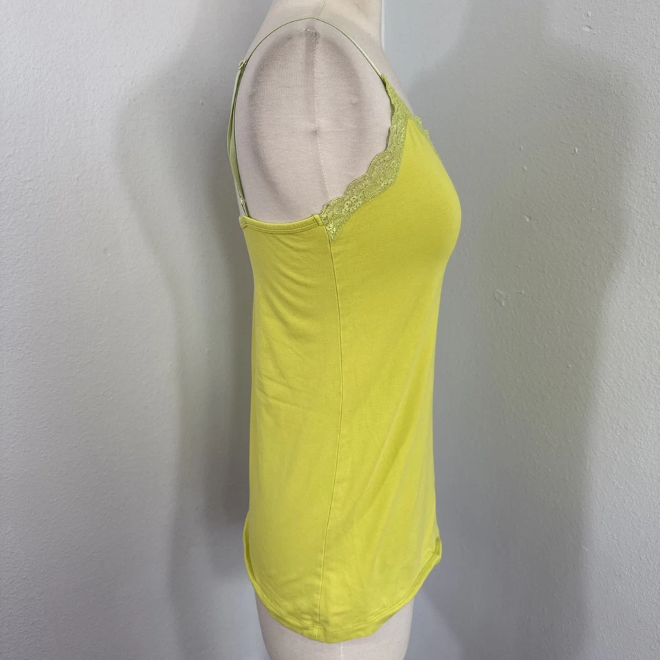 Camiseta sin mangas Old Navy para mujer M amarillo neón encaje ribete camisola femenina hada Y2K Foto 4 de 4