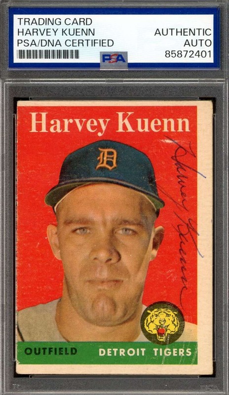 Harvey Kuenn PSA DNA Vintage Signed 1958 Topps Autograph