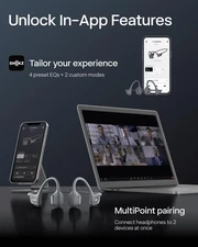 SHOKZ OpenRun Pro 2 Bone Conduction Sports Headphones Black - 12 Hour Battery