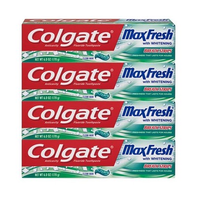 Colgate Max Fresh Whitening Toothpaste with Breath Strips, Clean Mi... Fast Ship