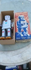SPARKLING "MIKE" WALKING TIN ROBOT; Wind-up W/Box, Looks Pristine