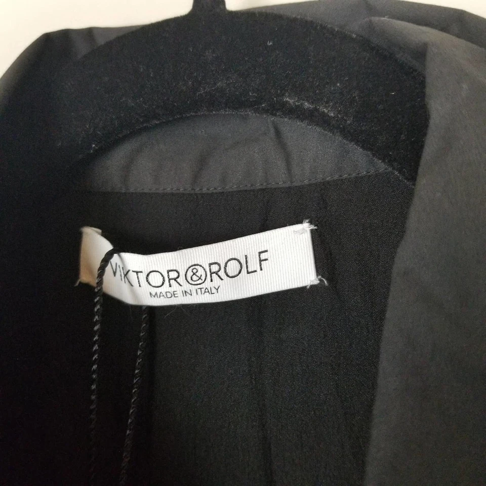 Viktor & Rolf Vestido Largo Negro Botón Ajustado, Talla 40, Cinturón Lazo Foto 3 de 4