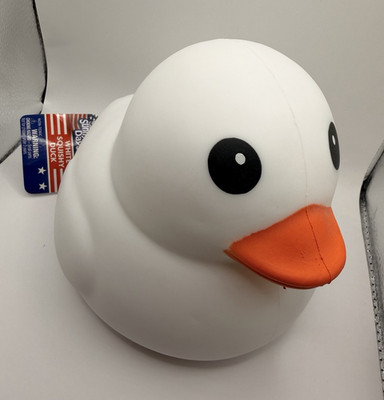 Sunny Days Non-Toxic Foam Duck Squeeze Toy, White/Orange/Black 6 in