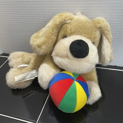 Musical Crib Puppy Dog Pull Plush w Colorful Ball Brahms Lullaby Baby Shower VTG