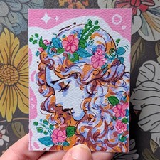 ACEO Print Garden In Pink #3 By TheFrogPrincess