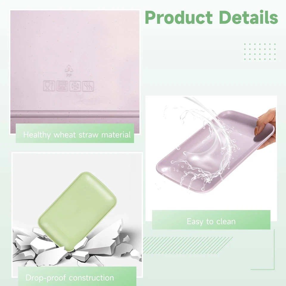 50 Pcs Wheat Straw Rectangular Dinner Plates, 9.3 x 5.8 inch, 5 Colors, Micro... - Image 3 of 4