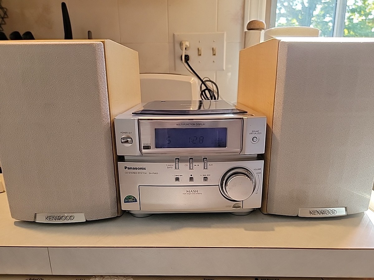 Panasonic SA-PM03 FM/AM/CD Player w/Kenwood Speakers System Tested